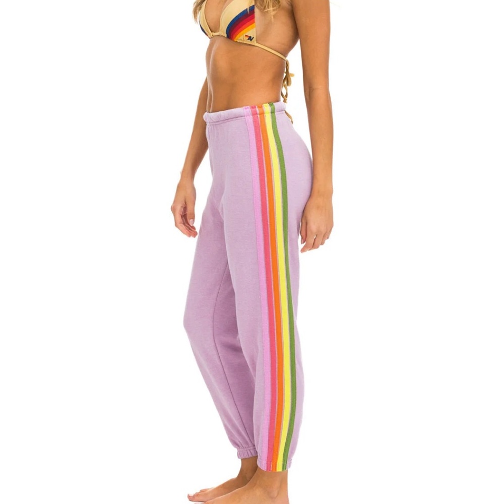 Aviator Nation 5 STRIPE SWEATPANTS - MAUVE // PINK // GREEN
